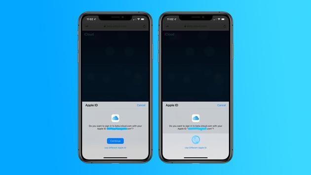 使用生物识别登录iCloud.com