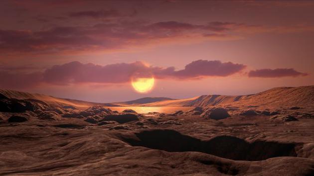 艺术家描绘的Kepler-1649c,它环绕一颗红矮星运行,距离地球300光年。