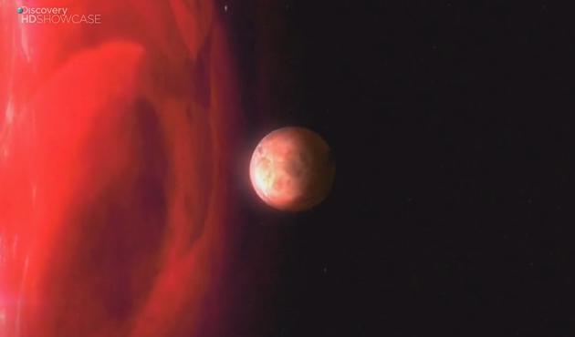 不断膨胀的红巨星将周围的行星吞噬。图片来源:How the Universe Works