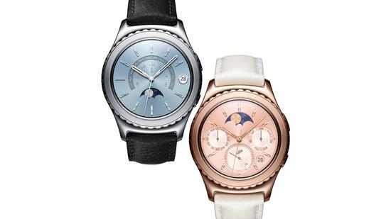 18K玫瑰金和白金版本的Gear S 2