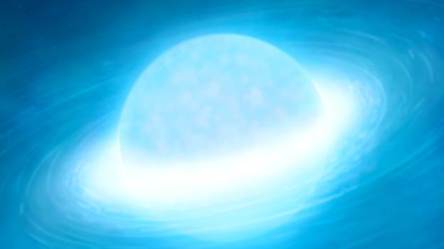 艺术示意图:一颗白矮星和它周围的吸积盘。太阳在数十亿年后将成为一颗这样的白矮星,这是它生命终结之后留下的残骸