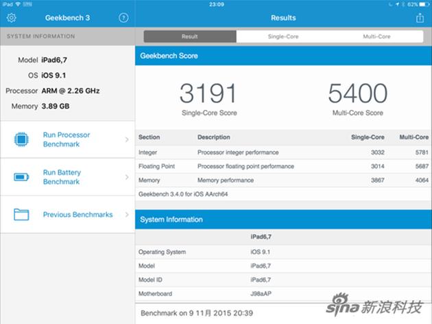 12.9寸iPad Pro跑分