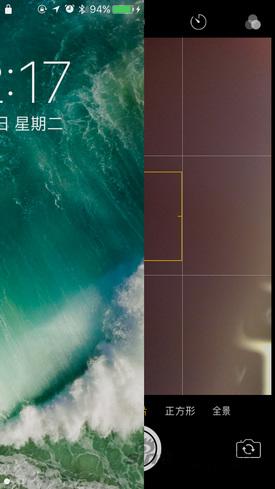 向左边滑动进入相机 以前这个动作是按住右下角相机图标向上