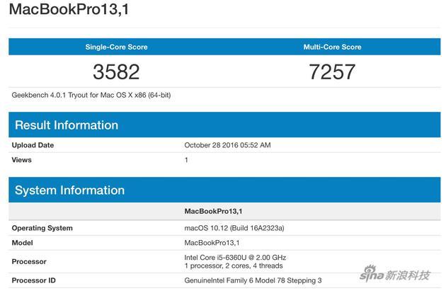 新MacBook入门版跑分