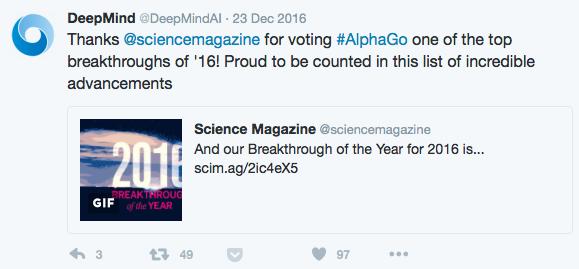 DeepMind公司最新一条Twitter