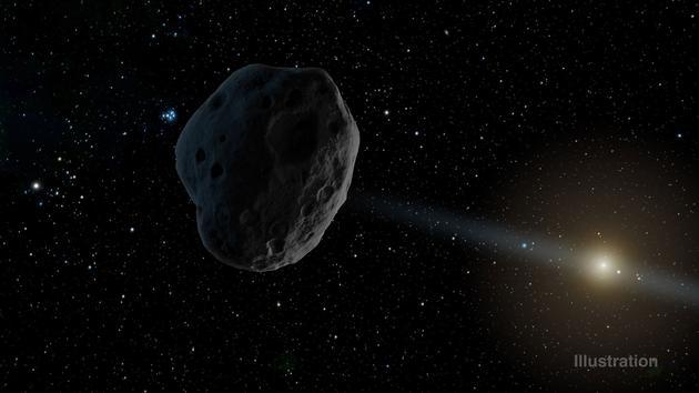 艺术示意图:正在木星轨道附近运行的2016 WF9,此时其正朝着内太阳系飞行