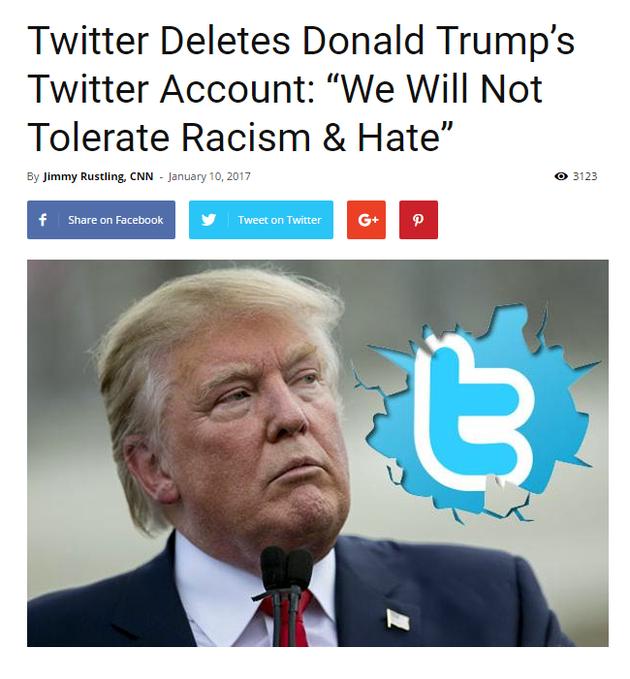 一家假冒的“CNN”网站宣布特朗普删除了个人Twitter,这家网站的地址为cnn.com.de,极具迷惑性。