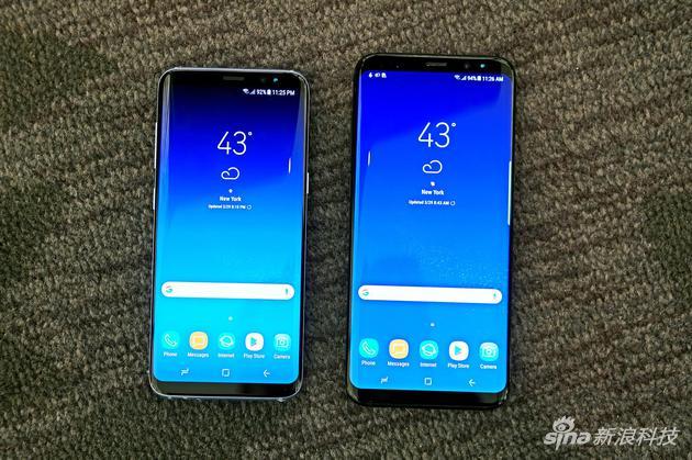 感官上,三星S8和S8 Plus屏占比很高