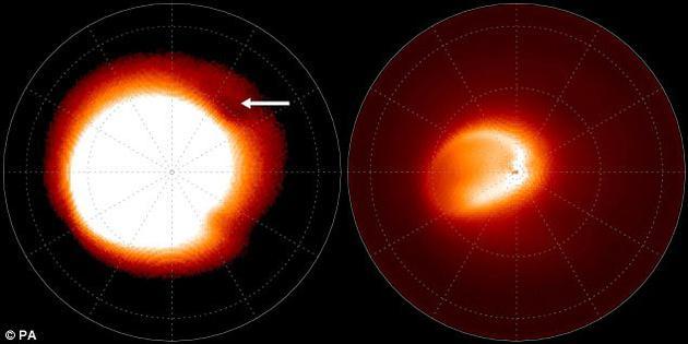 它由木星极光的能量所生成。并且与我们所熟悉的“大红斑”不同,“大冷斑”的形状和规模一直在不断变化。