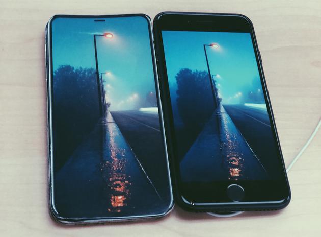 (全面屏和 iPhone 7 视效对比)