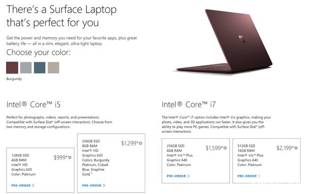 Surface Laptop配置信息