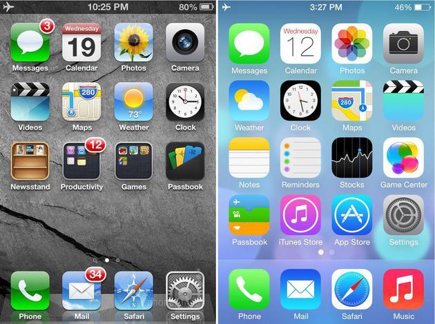 iOS拟物化风格和扁平化风格对比