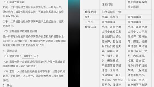 租赁手机中的换修协议