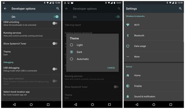 (曾在 Android 6.0 预览版上短暂出现的暗色主题选项)