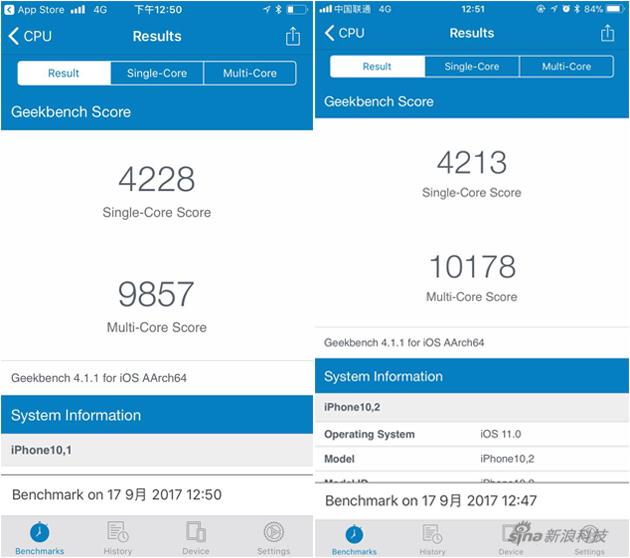 iPhone 8和8 Plus跑分对比