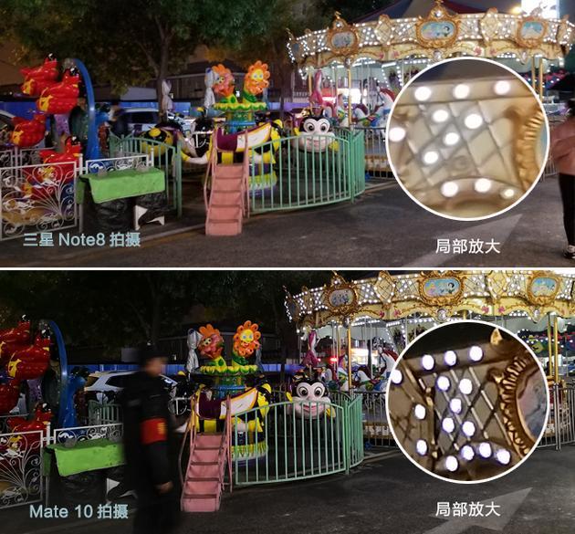 夜景部分华为Mate 10的整体优势更大
