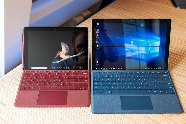 Surface Go(左)和Surface Pro对比