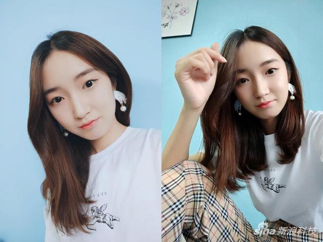 美颜级别调高之后(左)