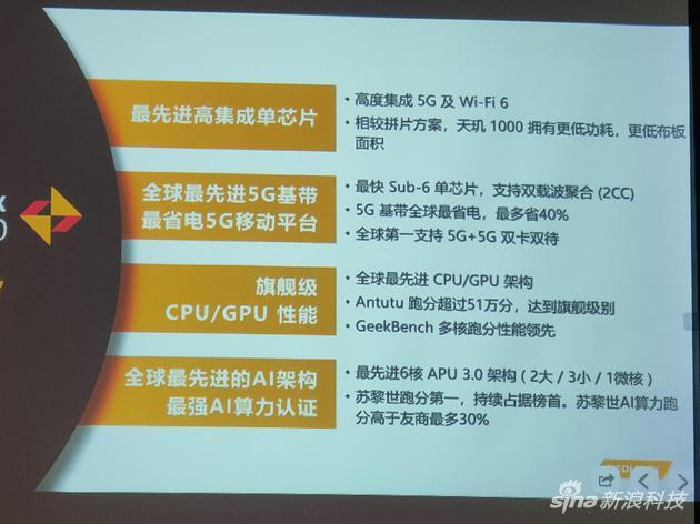 天玑1000在参数配置上很有竞争力
