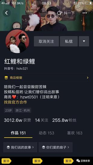 红鲤与绿鲤在抖音平台上的账号