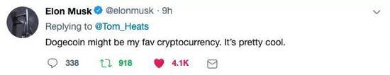 △ 狗狗币可能是我最喜欢的加密货币了,他酷的一批