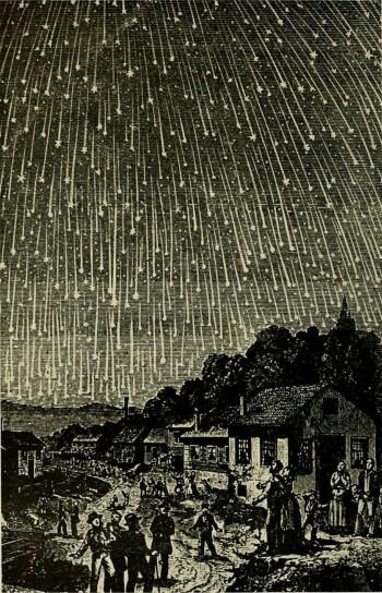 关于1833年狮子座流星雨的雕刻版画,令人印象深刻