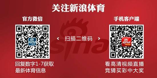 扫描二维码或者搜索公众号”新浪体育“