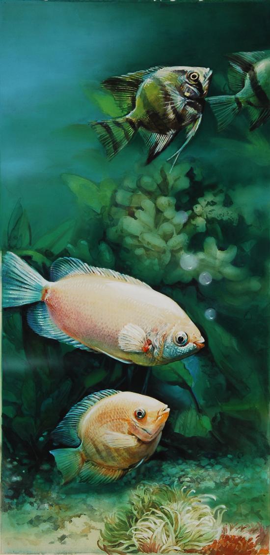 孙佳哲 鱼 58X31cm 纸本水彩