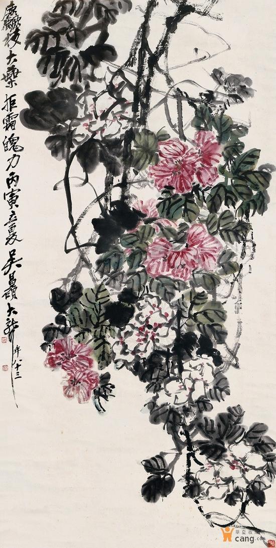 吴昌硕 粗枝大叶设色纸本 立轴138cm×68cm