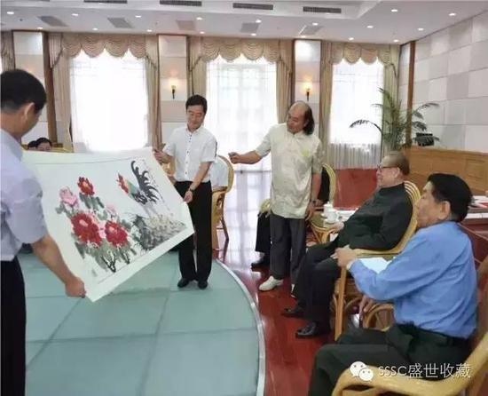 原国家主席江泽民点评并收藏吴进良作品《大吉大利富贵图》