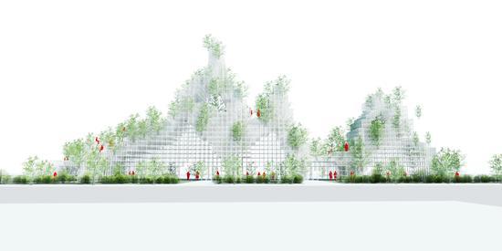 远景之丘, 正面结构图, 藤本壮介 2016(Envision Pavilion, Sou Fujimoto Architects, 2016)