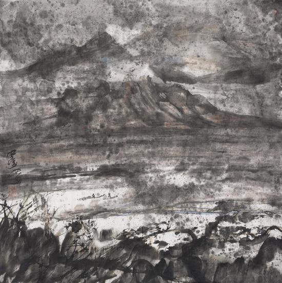 洪凌 携雨 纸本水墨 68x70cm 2016