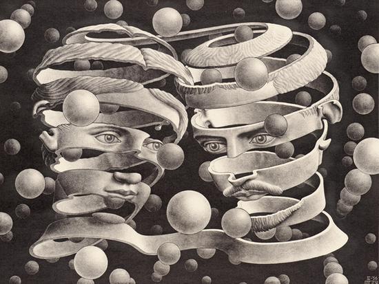 (Maurits Cornelis Escher, 1898-1972)〈天长地久不相离〉(Bond of Union, 1956)