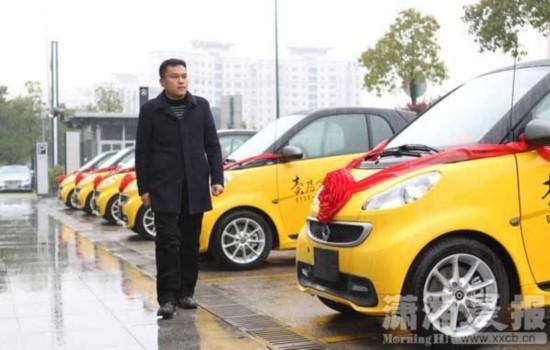 2月2日,一个邵阳地产老板霸气采购40台Smart小车当年终奖。图/潇湘晨报记者 陈正