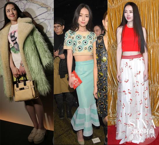 从左到右:郭碧婷Coach, DKNY, Alice&Olivia 看秀造型