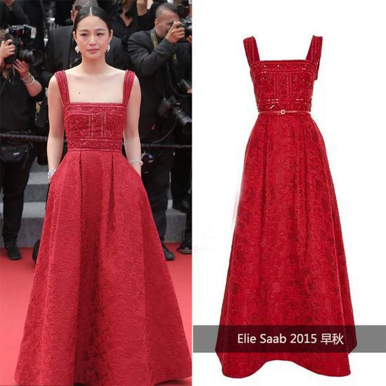 周韵身穿Elie Saab 2015 早秋系列礼服亮相戛纳闭幕红毯
