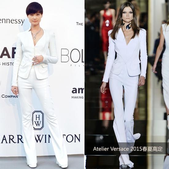 李宇春身穿Atelier Versace 出席amFAR戛纳派对