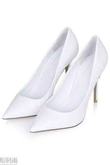 Topshop 白色皮质高跟鞋 $70