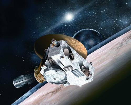 艺术示意图:飞行在冥王星附近的新视野号探测器
