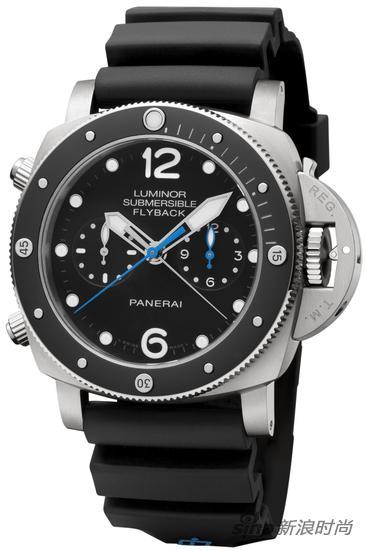 沛纳海LUMINOR SUBMERSIBLE 1950 3日动力储存飞返计时自动专业潜水钛金属腕表