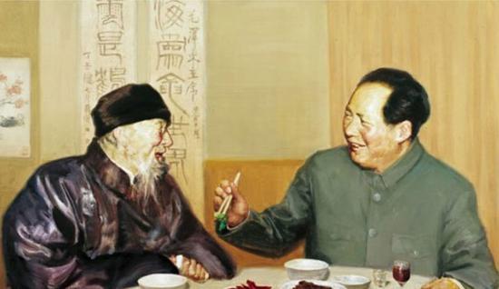 (齐白石与毛主席虽有交往,但未与主席留下合影)