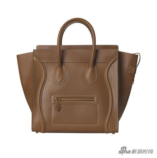 CELINE Micro Luggage黄褐色天然小牛皮手袋