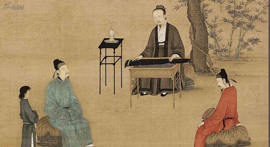 《赵佶听琴图轴》(局部)