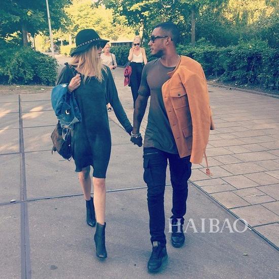 Doutzen Kroes和老公Sunnery James牵手出街