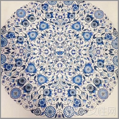 《秘密花园》绘图:白+蓝+黑