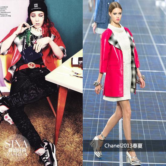 权志龙穿13年春夏Chanel女装拍杂志
