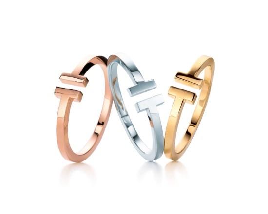 Tiffany & Co。蒂芙尼Tiffany T 18k玫瑰金、铂金及黄金手镯
