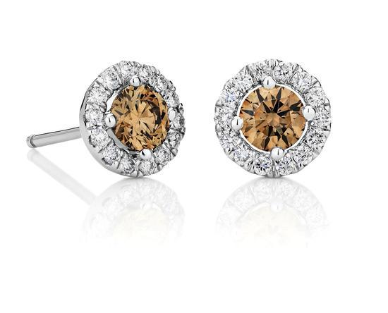De Beers AURA 香槟色美钻耳钉