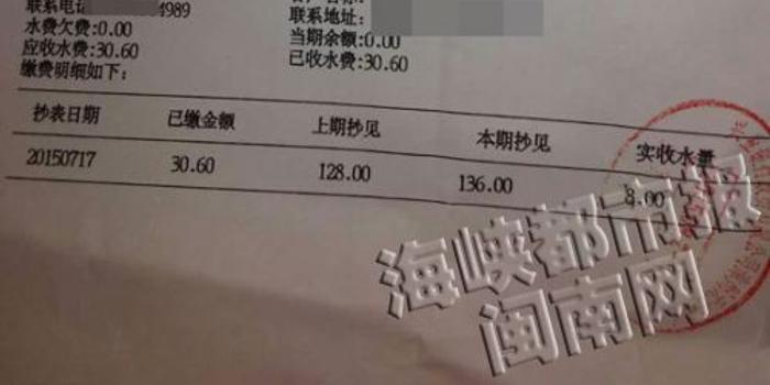 漳州一用户水表跑疯暴涨12倍 个人每月用水近百吨