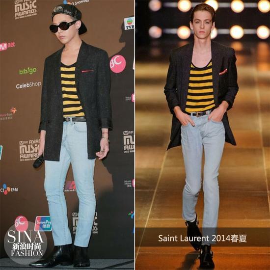 权志龙身穿Saint Laurent 2014春夏系列男装